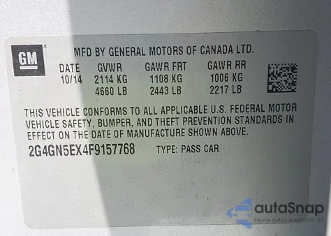 2015 Buick Regal Turbo/E-Assist Premium I из США, поврежденный, VIN 2G4GN5EX4F9157768